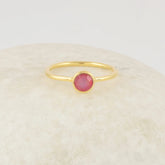 Red Opal Ring, Multicolor Fire Silver Ring, Promise Dainty Birthstone Ring, 18k Gold Plated Sterling Silver Ring, 5mm Round Gemstone Ring