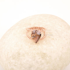 Twisted Double Band Pink Opal Ring, 10x14mm Pear Gemstone Ring, Rose Gold Plated Ring, Sterling Silver Rings For Mom