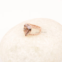 Twisted Double Band Pink Opal Ring, 10x14mm Pear Gemstone Ring, Rose Gold Plated Ring, Sterling Silver Rings For Mom