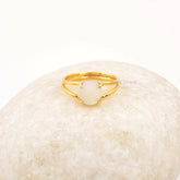 Mother Of Pearl Oval Ring, Pearl Double Band Silver Minimalist Statement Ring, Engagement Ring, Promise Ring, Silver 18k Gold Plated Ring