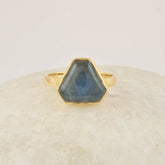 Natural Labradorite Ring, 11x11mm Gemstone Silver Ring, 925 Sterling Silver 18k Gold Plated Ring, Handmade Statement Wedding Ring For Gifts