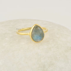 8x10 MM Pear Labradorite Ring - 925 Sterling Silver - Handmade Rings - Gifts For Wife - Fashion Jewelry - Gemstone Ring - Rings For Women