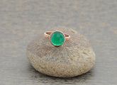 Onyx Round Ring, Green Onyx 10mm Gemstone Ring, Rose Gold Onyx Ring, 925 Sterling Silver Ring, Gift For Her, Delicate Ring, Bridal Ring