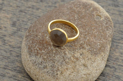 Smoky Quartz Ring, Smoky Quartz 10mm Round Ring, Smoky Quartz Gold Ring, Smoky Quartz 925 Silver Beautiful Ring, November Birthstone Ring