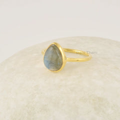 8x10 MM Pear Labradorite Ring - 925 Sterling Silver - Handmade Rings - Gifts For Wife - Fashion Jewelry - Gemstone Ring - Rings For Women