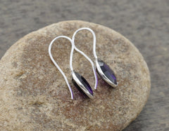 Amethyst Heart Earring, Amethyst Hydro Quartz 12mm Faceted Heart Shape Dangle Silver Gemstone Earring, 925 Sterling Silver Earring For Women