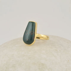 Bloodstone Fancy Ring, 925 Silver Blood Stone Ring, 9x18mm Ballerina Shape Gemstone Ring, 18k Gold Plated Ring, Gift For Her, Women Ring