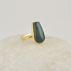 Bloodstone Fancy Ring, 925 Silver Blood Stone Ring, 9x18mm Ballerina Shape Gemstone Ring, 18k Gold Plated Ring, Gift For Her, Women Ring