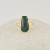 Bloodstone Fancy Ring, 925 Silver Blood Stone Ring, 9x18mm Ballerina Shape Gemstone Ring, 18k Gold Plated Ring, Gift For Her, Women Ring