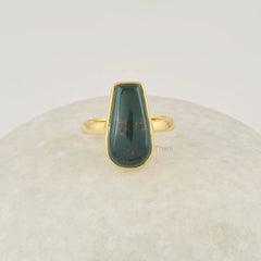 Bloodstone Fancy Ring, 925 Silver Blood Stone Ring, 9x18mm Ballerina Shape Gemstone Ring, 18k Gold Plated Ring, Gift For Her, Women Ring