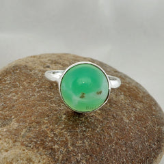Chrysoprase Gemstone Silver Ring - Solid 925 Sterling Silver Handmade Ring - Birthstone Ring for Mom - Gift for Brides - Birthday Gift Ring