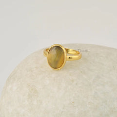 Natural Tiger Eye Ring, 9x11mm Oval Gemstone Silver Ring, 18k Gold Plated Ring Jewelry, 925 Sterling Silver Bezel Ring, Gemstone Jewelry