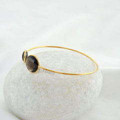 Smoky Quartz Bracelet - 925 Silver - Handmade Bracelet - 14mm, 10mm - Gemstone Jewelry - Gift For Nurse - Jewelry For Month Birthday