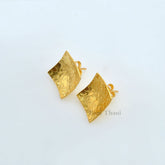 Silver Stud Earrings, Hand Cut Designer Stud Earrings, Gold Plated Studs, 925 Sterling Silver Stud Earring Jewelry