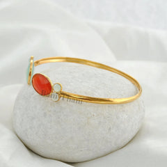 Fanta and Aqua Chalcedony Bracelet - Pure Silver - Handcrafted Bracelet - Bestseller Jewelry - Gift For Grandma - Jewelry For Strength