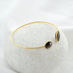 Smoky Quartz Bracelet - 925 Silver - Handmade Bracelet - 14mm, 10mm - Gemstone Jewelry - Gift For Nurse - Jewelry For Month Birthday