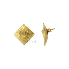 Silver Stud Earrings, Hand Cut Designer Stud Earrings, Gold Plated Studs, 925 Sterling Silver Stud Earring Jewelry