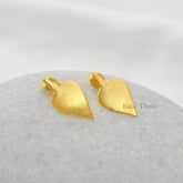 Handmade Plain Silver Leaf Design Stud Earrings-18k Gold Plated Sterling Silver Earrings-Elegant Earrings-Christmas Gift Earrings