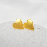 Handmade Designer Heart Stud Micron Gold Plated 925 Sterling Silver Earring Jewelry
