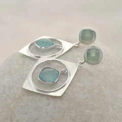 Chalcedony Gemstone Silver Earrings - 925 Sterling Silver Drop Earrings - Dangle Jewelry for Women - Birthday Gift Earrings - Gift for Her