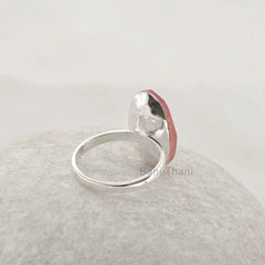 Pink Chalcedony Oval Gemstone Ring - 925 Sterling Silver Ring - Handmade Wedding Jewelry - Promise Ring - Rings for Women - Bridal Jewelry