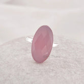 Pink Chalcedony Oval Gemstone Ring - 925 Sterling Silver Ring - Handmade Wedding Jewelry - Promise Ring - Rings for Women - Bridal Jewelry