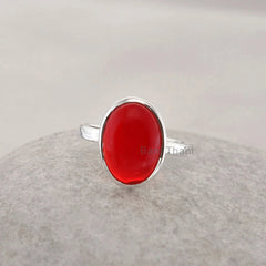 Garnet Quartz Handmade Silver Ring - 925 Sterling Silver Bezel Ring for Women - Wedding Gift Ring - Smooth Oval Gemstone Ring - Gift for Her
