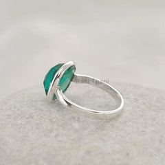 Quartz Ring-Teal Quartz 10mm Faceted Cushion Gemstone Ring-925 Sterling Silver Bezel Ring-Delicate Ring For Women-Minimalist Jewelry for Her