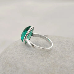 Teal Quartz 10x14mm Pear Faceted Gemstone Ring, 925 Sterling Silver Handmade Ring-Personalized Ring-Bohemian Ring Jewelry-Birthday Gift Ring