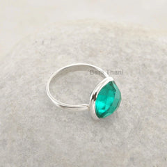 Quartz Ring-Teal Quartz 10mm Faceted Cushion Gemstone Ring-925 Sterling Silver Bezel Ring-Delicate Ring For Women-Minimalist Jewelry for Her