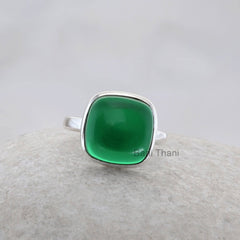 Green Emerald Quartz Ring - 925 Sterling Silver Gemstone Boho Ring - Handmade Silver Jewelry for Women - Gift for Bridesmaids - Gift for Her