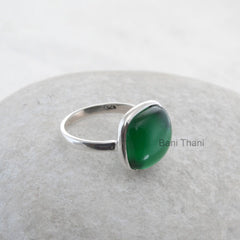 Green Emerald Quartz Ring - 925 Sterling Silver Gemstone Boho Ring - Handmade Silver Jewelry for Women - Gift for Bridesmaids - Gift for Her