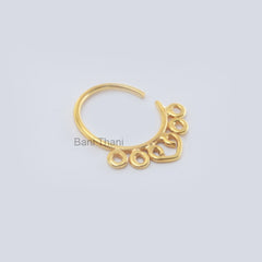 Gold Plated Septum Ring For Pierced Nose 925 Sterling silver Nose Jewelry - Indian Nose Ring, Tribal Belly Dance, Body Jewelry- Septum Ring