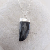 Handmade Pendant Necklace, Black Onyx Tusk 12x30mm Pendant, 925 Sterling Silver Necklace Jewelry, Birthday Gift, Christmas Gift Necklace