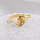 Mookiate Ring, Breccieted Mookaite 7mm Round Ring, 925 Sterling Silver Bezel Ring, 18k Gold Plated Gemstone Ring