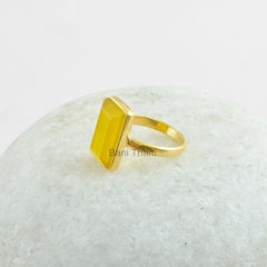 Yellow Chalcedony Ring - Semiprecious Micron Gold Plated Ring - 925 Sterling Silver Statement Ring - Bridesmaid Jewelry - Jewelry for Sale