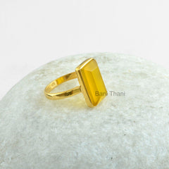 Yellow Chalcedony Ring - Semiprecious Micron Gold Plated Ring - 925 Sterling Silver Statement Ring - Bridesmaid Jewelry - Jewelry for Sale