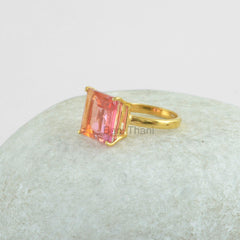 Pink Tourmaline Quartz Ring - Sterling Silver - Prong Set - Gemstone Ring - Healing Jewelry - Jewelry For Teacher - Gift For Principal