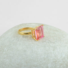 Pink Tourmaline Quartz Ring - Sterling Silver - Prong Set - Gemstone Ring - Healing Jewelry - Jewelry For Teacher - Gift For Principal