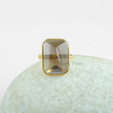 Smoky Quartz Ring - Gold Plated - 13x18mm Pyramid - 925 Sterling Silver - Gemstone Ring - Gift for Her, Man Made, Wholesale, Elegant, Dainty