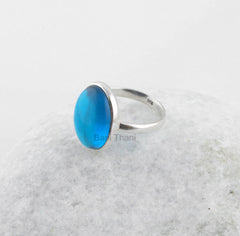 London Blue Quartz Gemstone Ring - 925 Sterling Silver Bezel Ring - Bridal Jewelry - Handmade Ring - 12x16mm Oval - Statement Ring for Women