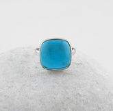 Huge Gorgeous London Blue Quartz 14mm Cushion Gemstone Ring-925 Sterling Silver Bezel Ring Jewelry-Bridal Ring-Gift For Women-Christmas Gift