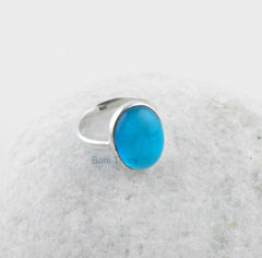 London Blue Quartz Gemstone Ring - 925 Sterling Silver Bezel Ring - Bridal Jewelry - Handmade Ring - 12x16mm Oval - Statement Ring for Women