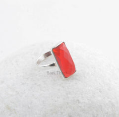 Red Garnet Quartz Gemstone Ring - Solid 925 Sterling Silver Handmade Jewelry - Bridesmaid Gift Jewelry - Birthstone Ring - Gift for Sister