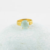 Aqua Chalcedony 10mm Round Gemstone Ring, Gold Plated 925 Sterling Silver Ring for Women, Christmas Gift Ring, Delicate Ring, Prong Set Ring