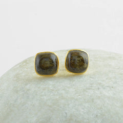 Bronzite Earrings-Bronzite Cushion 9x9mm Stud Earrings-925 Sterling Silver Earrings-Stud Earrings-Handmade Earrings-Christmas Gifts