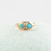 Arizona Turquoise Ring, Turquoise Round and Trillion Gemstone Rose Gold Plated Sterling Silver Ring, Personalized Gift For Mom,Cocktail Ring