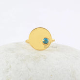 Copper Turquoise Ring - 925 Solid Silver - Gold Plated Ring - Disc Ring - Custom Jewelry - Jewelry For Grand Daughter - Gift For Ladies