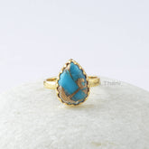 Turquoise Ring - 925 Sterling Silver - Rose Gold Plated Ring - Statement Jewelry - Gift For Loved Ones - Jewelry For Graduation