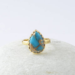 Turquoise Ring - 925 Sterling Silver - Rose Gold Plated Ring - Statement Jewelry - Gift For Loved Ones - Jewelry For Graduation